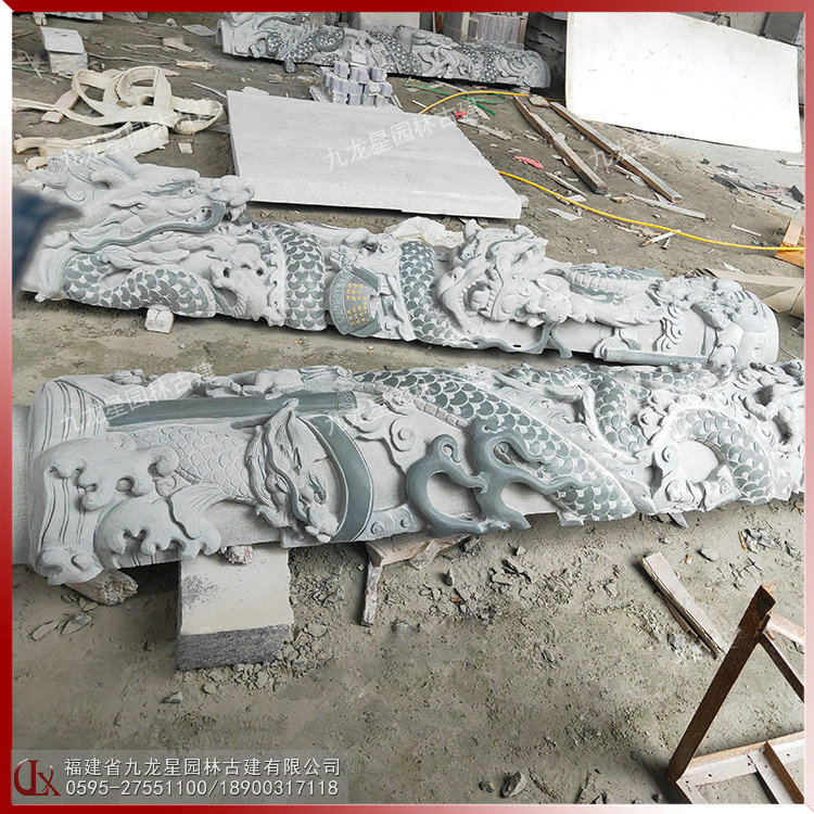 青石石雕雙龍柱